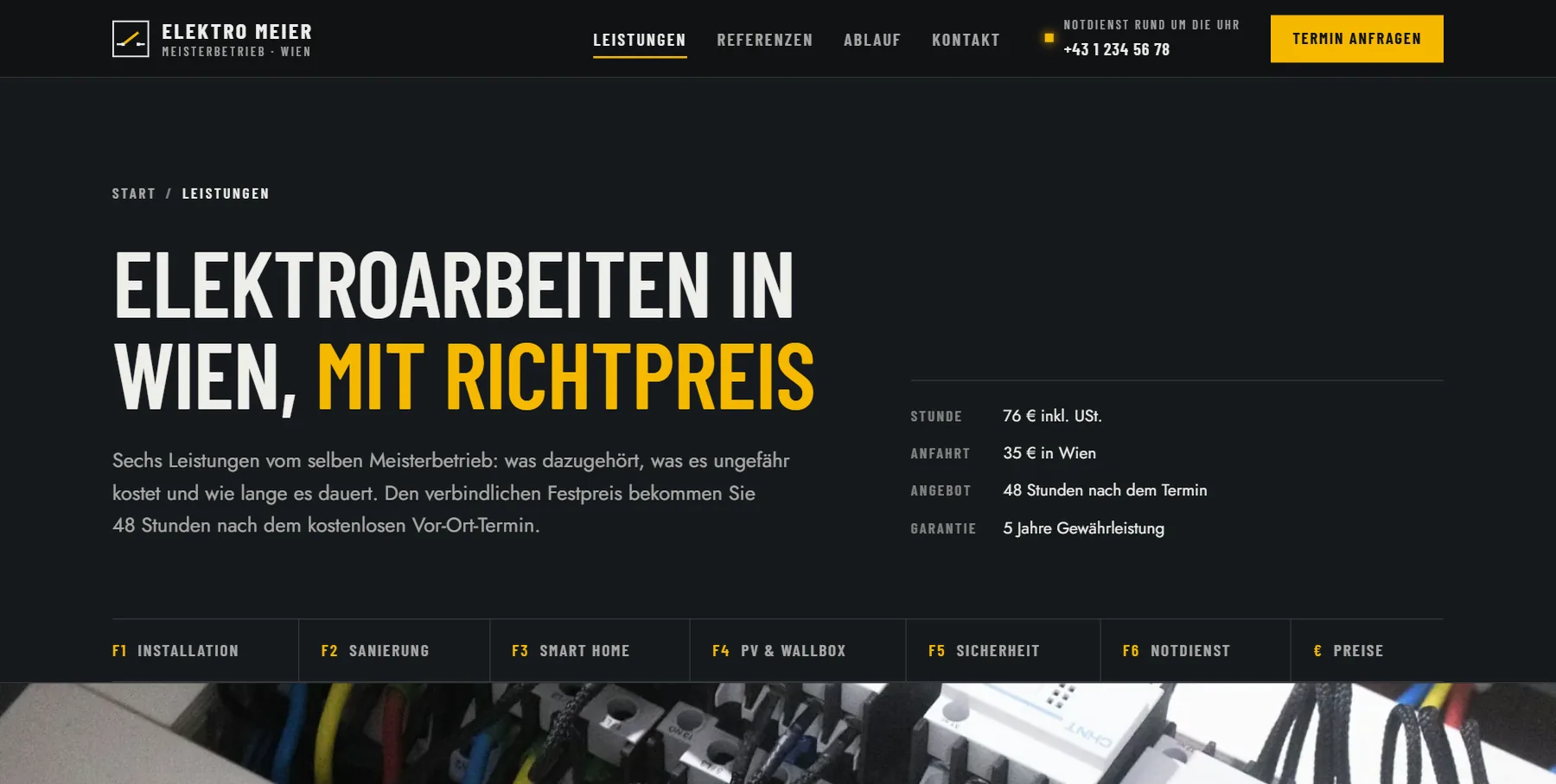 Elektro Meier, Leistungen und Richtpreise