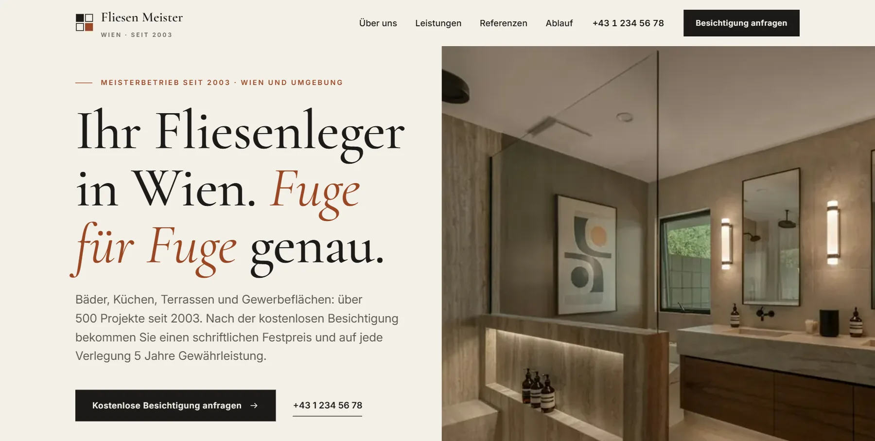 Fliesen Meister Wien, Startseite